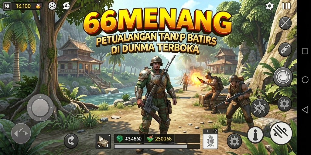 Tampilan gameplay dinamis dalam dunia terbuka 66MENANG yang mengesankan.