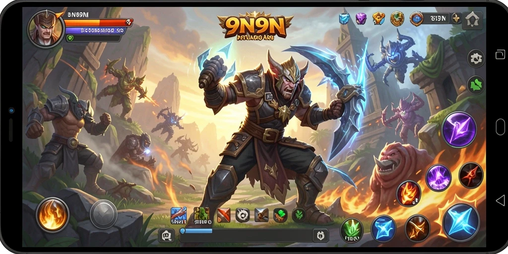 Tampilan gameplay mendebarkan dari game ARPG 9N9N.