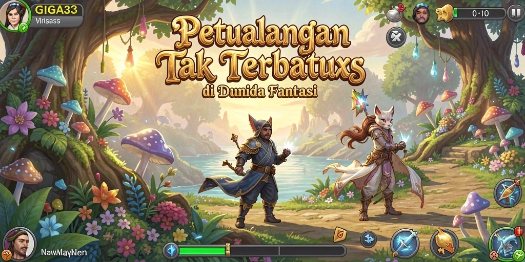 Tampilan gameplay GIGA33 dengan karakter menjelajahi dunia petualangan yang menakjubkan.