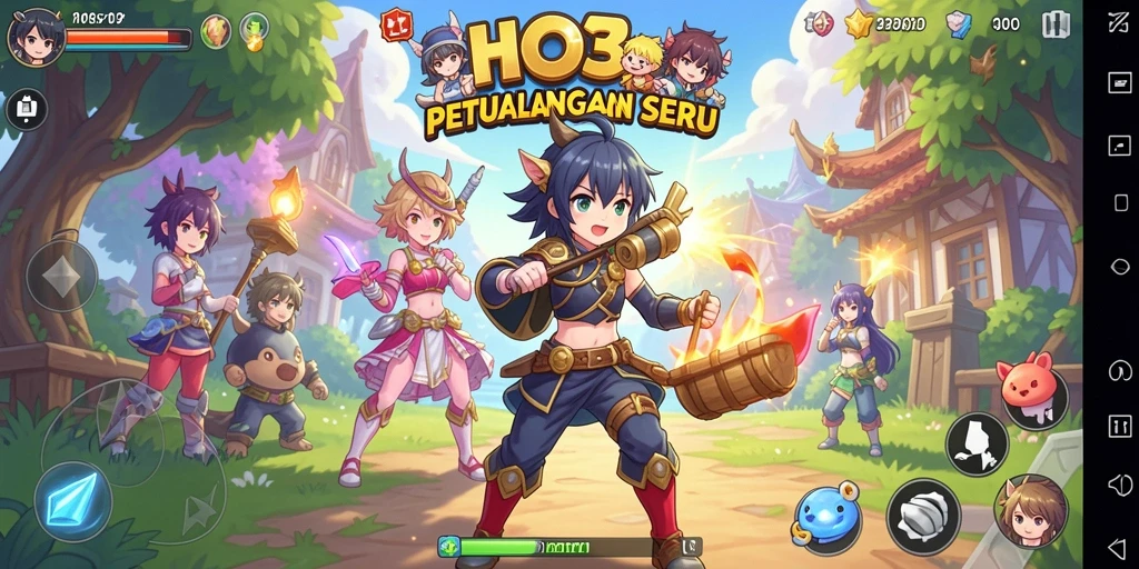 Tampilan menawan dari gameplay HO3 dengan karakter Anime unik.
