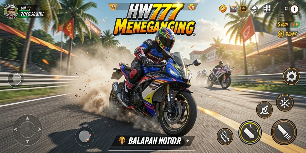Tampilan gameplay HW777 yang mendebarkan saat balapan motor.