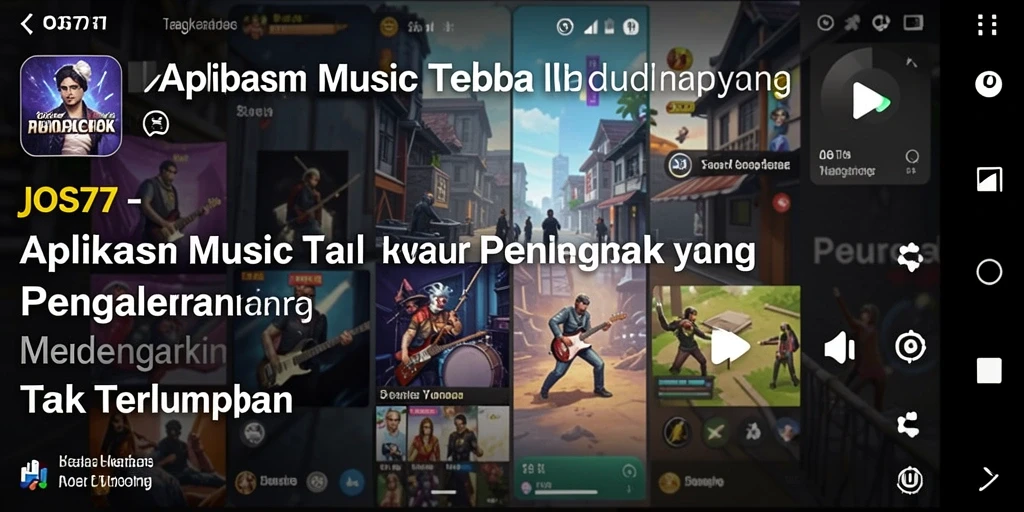 Screenshot gameplay JOS77 yang menampilkan antarmuka musik yang menarik.