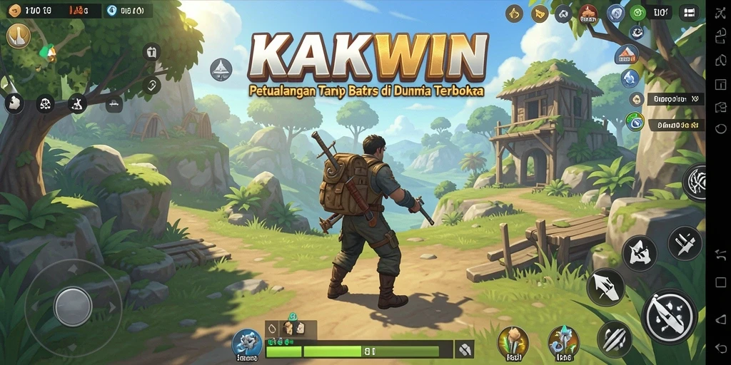 Tampilan gameplay KAKWIN yang epik di dunia terbuka.