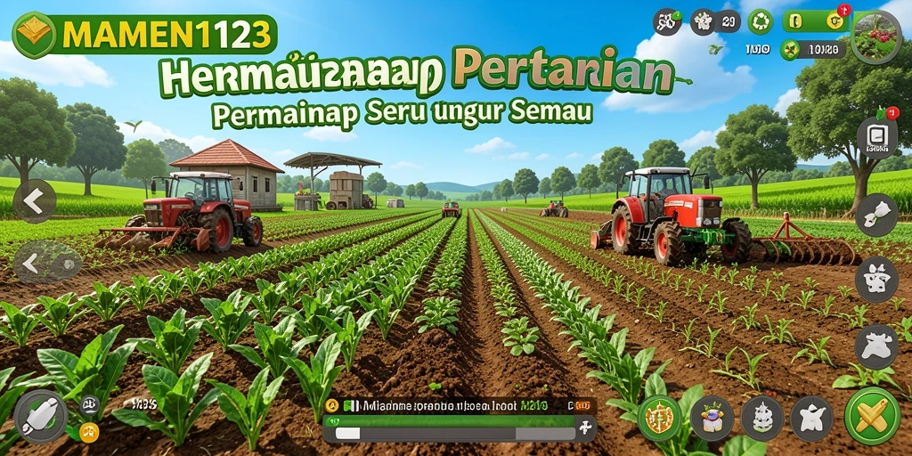 Tangkapan layar MAMEN123 menampilkan petani yang bekerja di ladang.