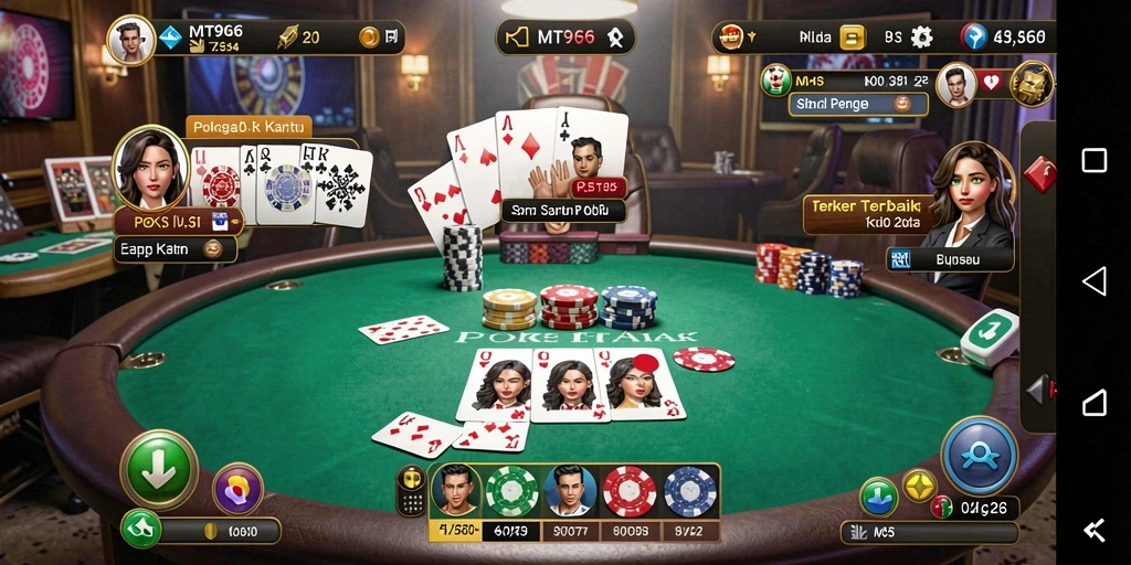 Tampilan gameplay Poker yang seru dan kompetitif di MT966.