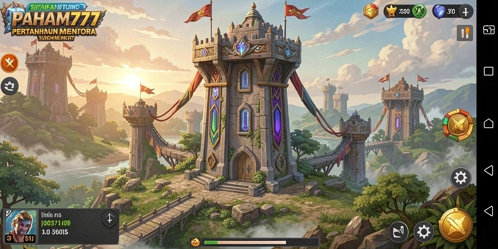 Screenshot menunjukkan aksi seru dalam game Tower Defense.