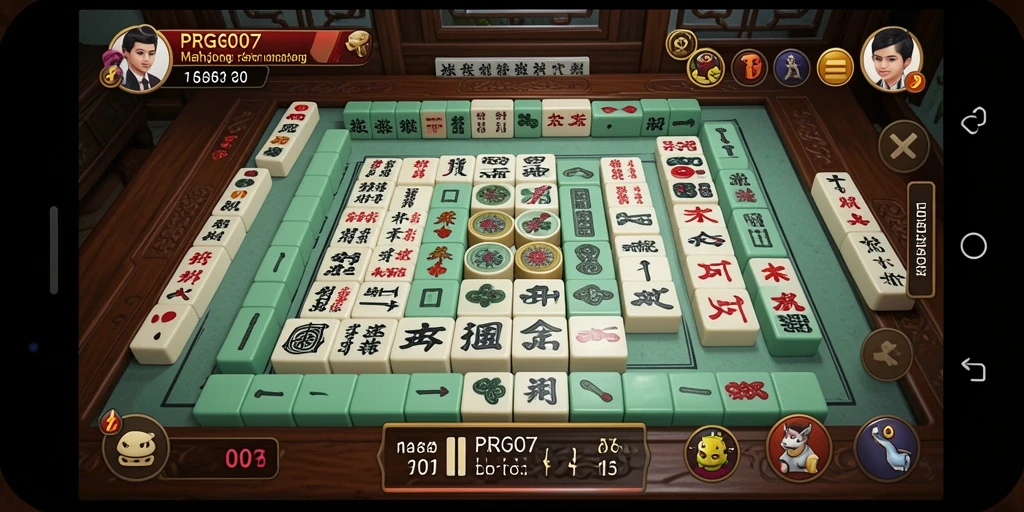 Screenshot gameplay Mahjong PRG007 dengan desain ubin yang menarik.