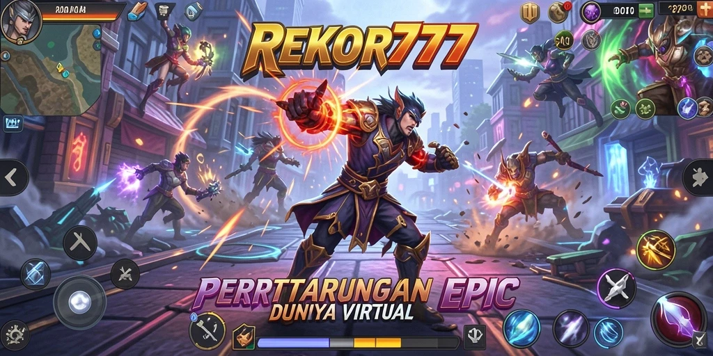 Tampilan gameplay pertarungan yang seru di REKOR777.